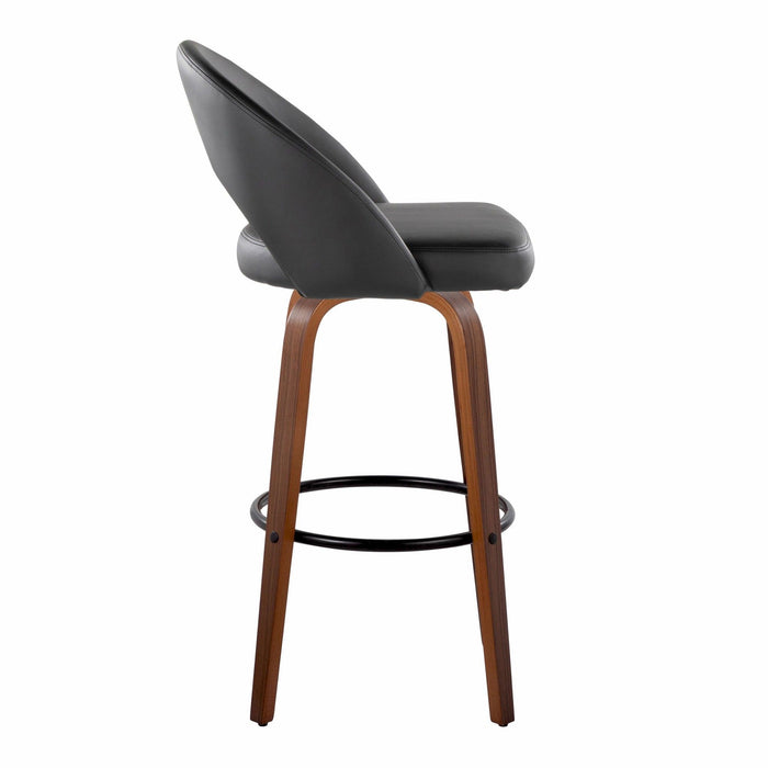 Renee - Upholstered Fixed-Height Barstool (Set of 2) - Walnut Wood Base