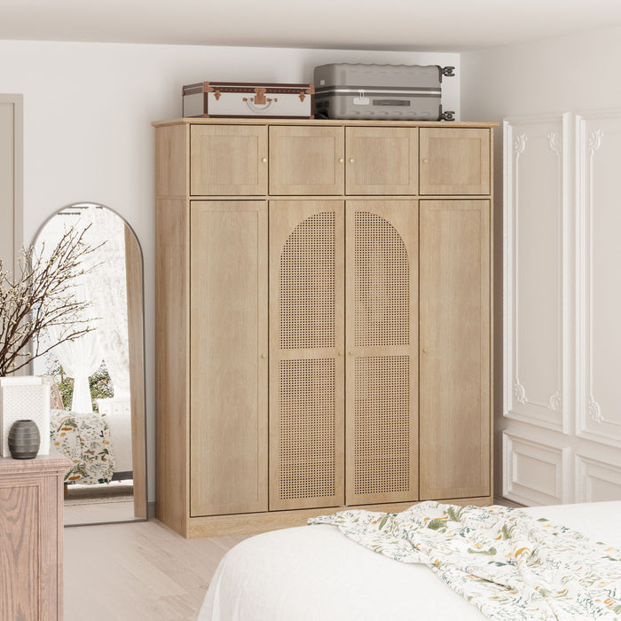 Giga 8-door wardrobe with adjustable shelves and hanging rod, featuring spacious storage and modern design.