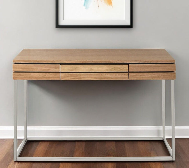 Frame Console Table And Drawers - Brown And Silver
