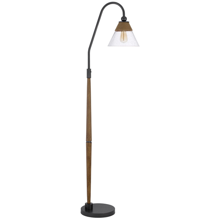 Traditional Shaped Floor Lamp With Clear Transparent Glass Empire Shade - Brown