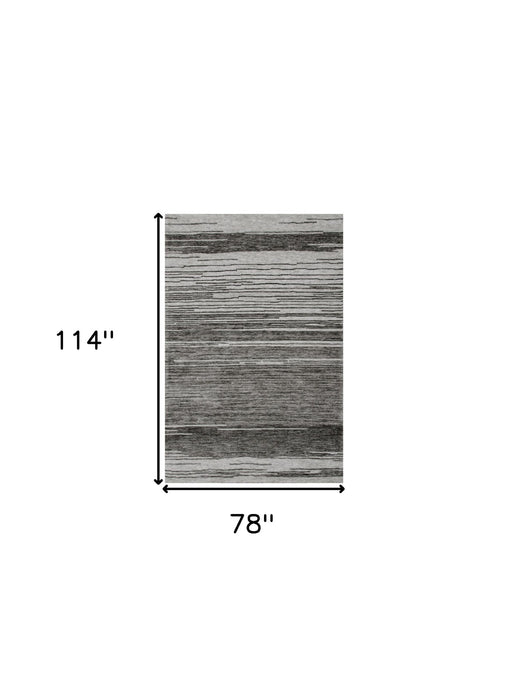 7' x 10' Abstract Power Loom Distressed Non Skid Area Rug - Gray And Black