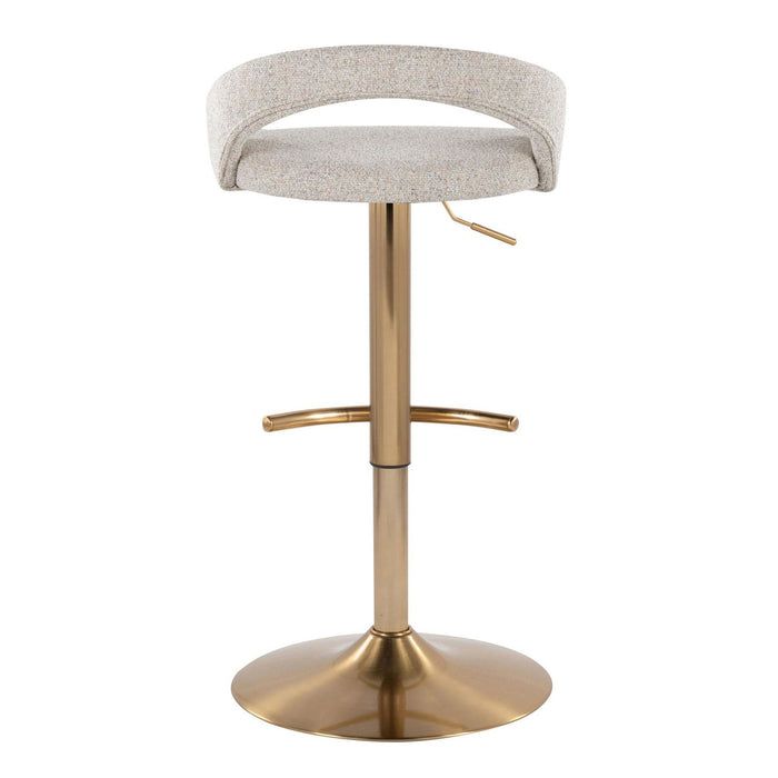 Grotto - Upholstered Adjustable Barstool - Gold Metal Base