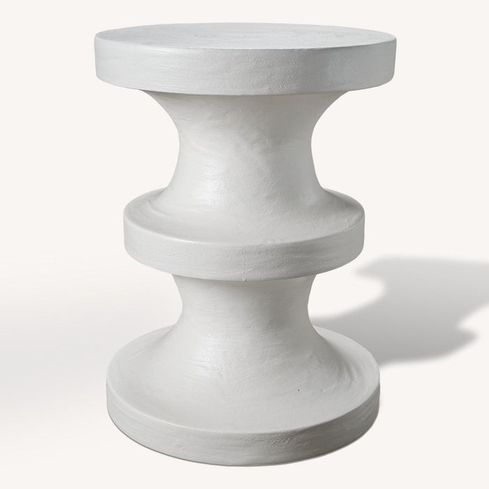22" Wood Round End Table - White
