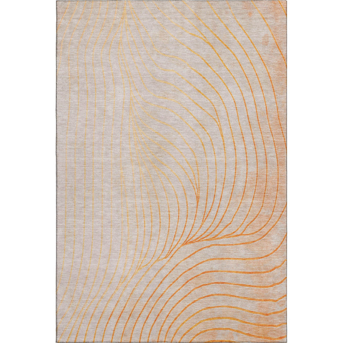 10' X 14' Abstract Washable Area Rug With UV Protection (718127) - Orange / Silver