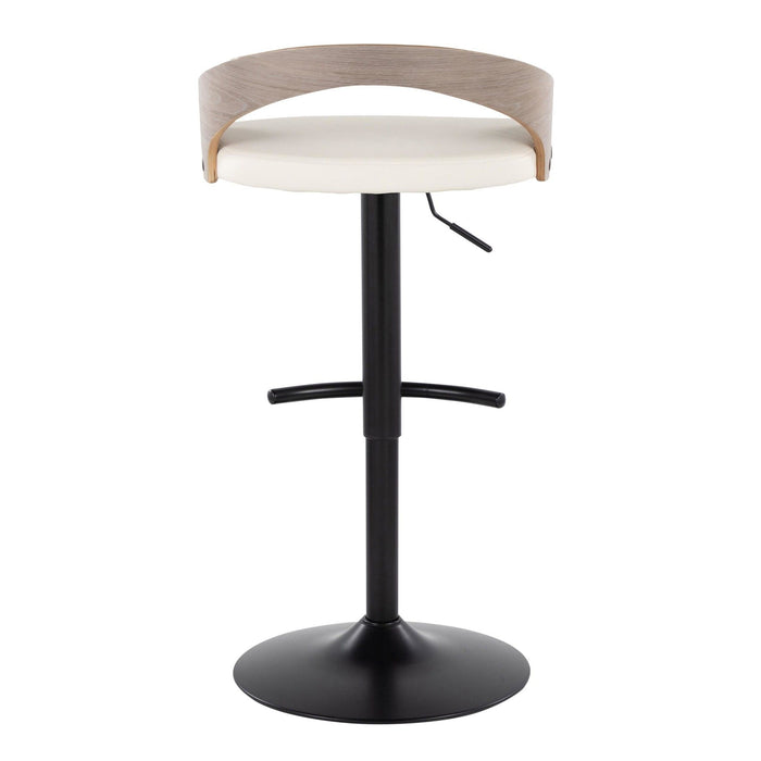 Grotto - Adjustable Barstool - Black Metal, Light Gray Wood