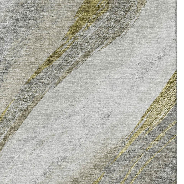 10' X 14' Abstract Washable Area Rug With UV Protection (715495) - Pewter / Gray