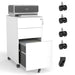 White Giga 3-drawer mobile filing cabinet with lock, on wheels, featuring two shallow drawers and one deep drawer for office or home use.