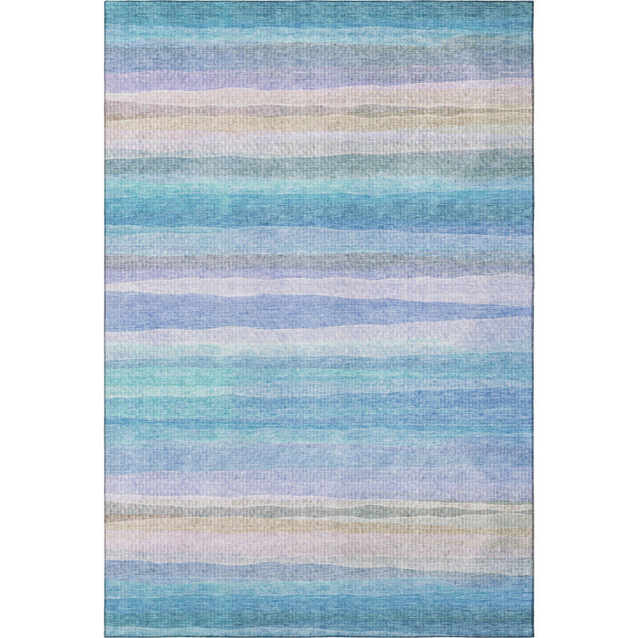 10' X 14' Striped Washable Area Rug With UV Protection (717578) - Aqua / Lavender