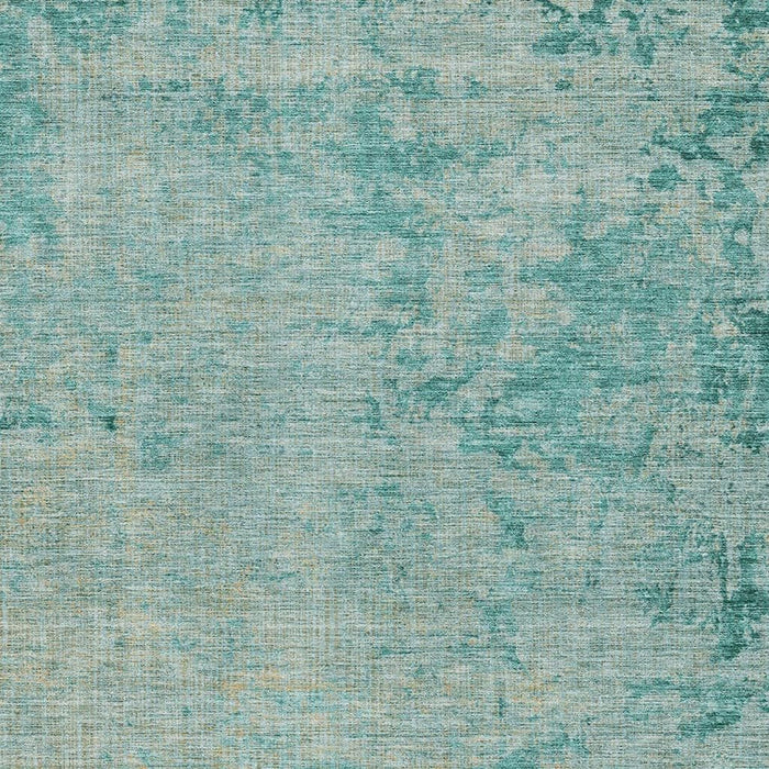 10' X 14' Abstract Washable Area Rug With UV Protection (707551) - Teal / Beige