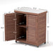Giga potting bench with storage cabinet and metal tabletop, ideal for outdoor gardening and workspace organization.