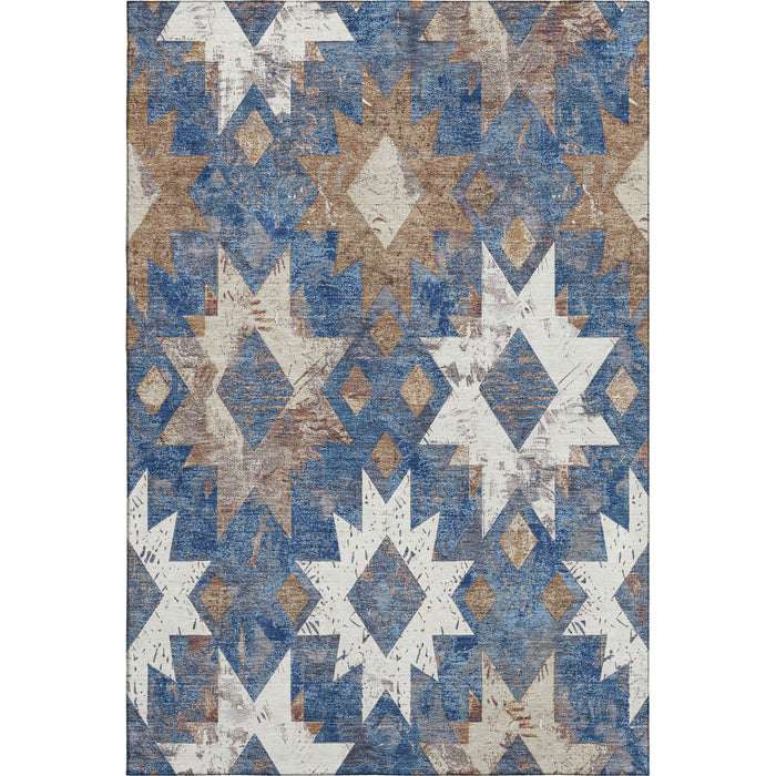 10' X 14' Southwestern Washable Area Rug With UV Protection (706643) - Blue / Brown / Ivory