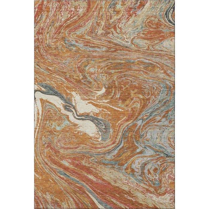 10' X 14' Abstract Washable Area Rug With UV Protection (683153) - Rust / Gray / Ivory
