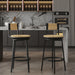 Set of 2 Giga swivel bar stools with metal frames and hand-woven paper rope seats, ideal for kitchen counters or dining areas.