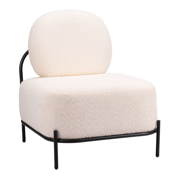 27" Modern Sherpa And Upholstered Side Chair - Vanilla