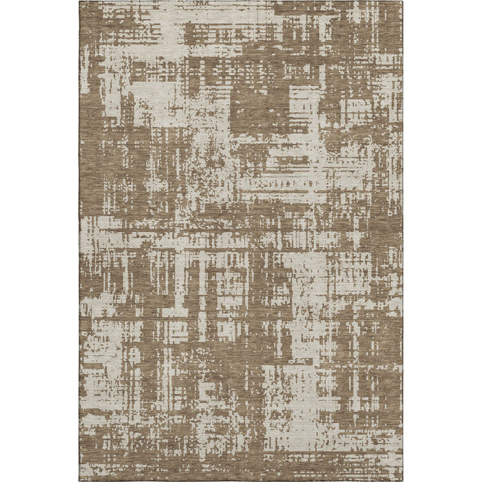 10' X 14' Abstract Washable Area Rug With UV Protection (671132) - Brown / Beige
