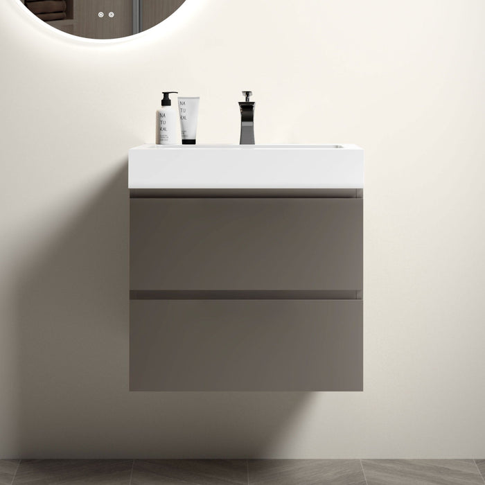 Giga Alice bathroom vanity with wall-mounted design, large storage, one-piece sink basin, modern style, without drain or faucet.