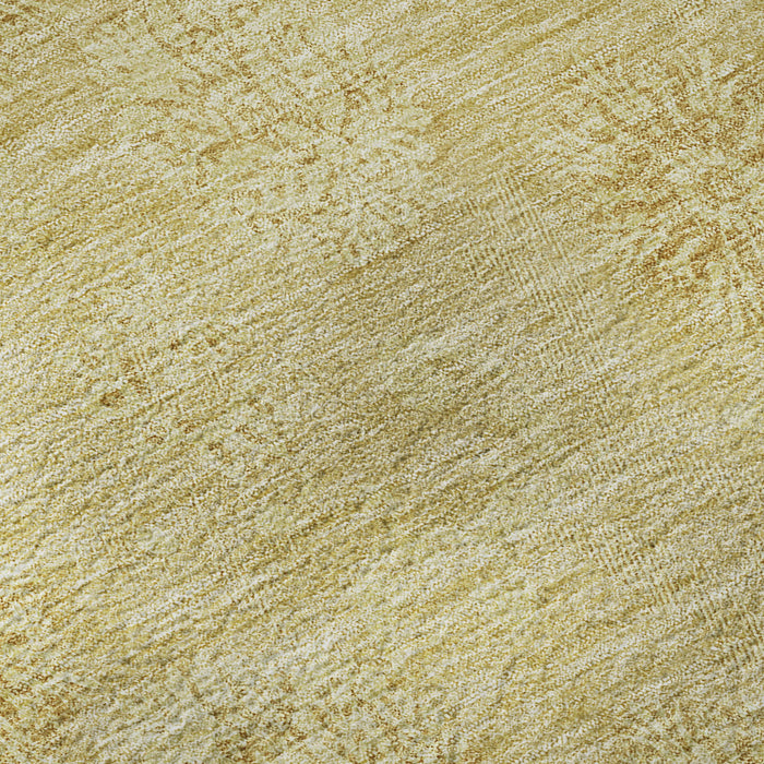 8' X 10' Floral Washable Area Rug With UV Protection - Gold And Ivory