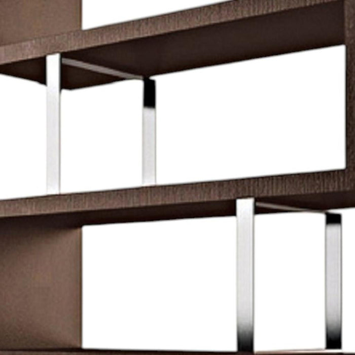 Three Tier Etagere Bookcase - Brown / Silver