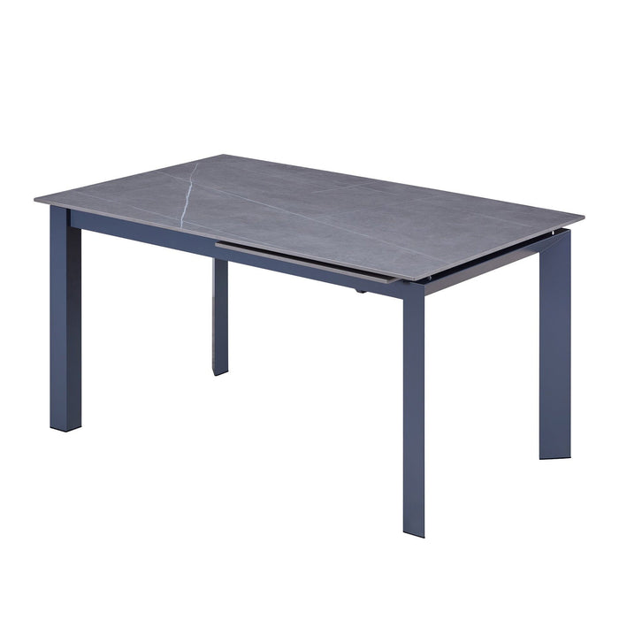 55" Ceramic And Metal Self-Storing Leaf Extendable Dining Table - Gray