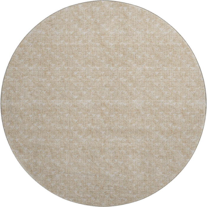 8' Geometric Washable Round Rug With UV Protection (647059) - Beige / Ivory