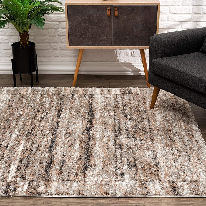 8' x 11' Retro Mod Area Rug - Ivory And Brown