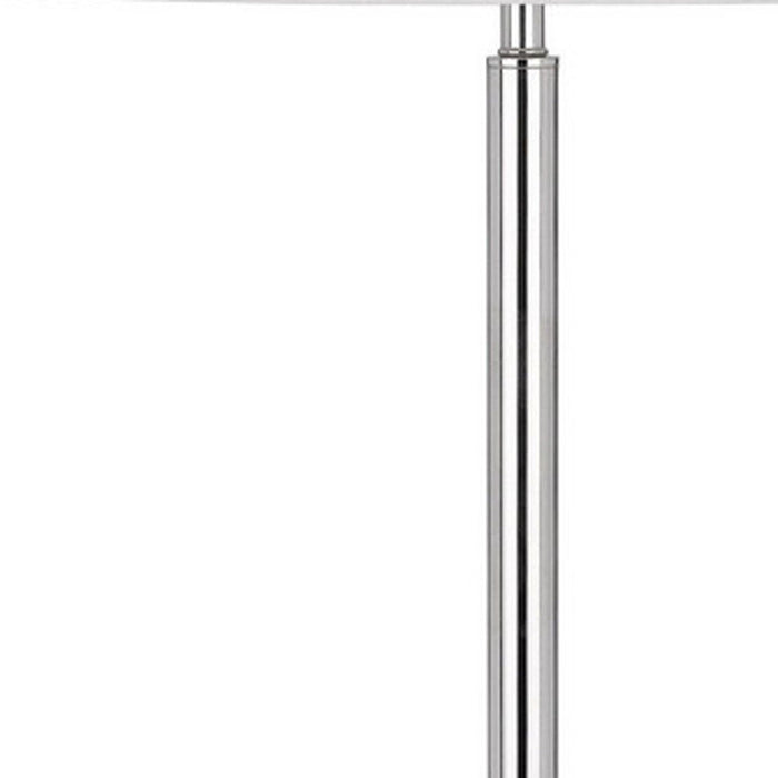Tray Table Floor Lamp With White Transparent Glass Square Shade - Chrome