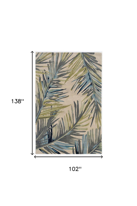 9' x 12' Hand Tufted Tropical Palms Indoor Area Rug - Ivory