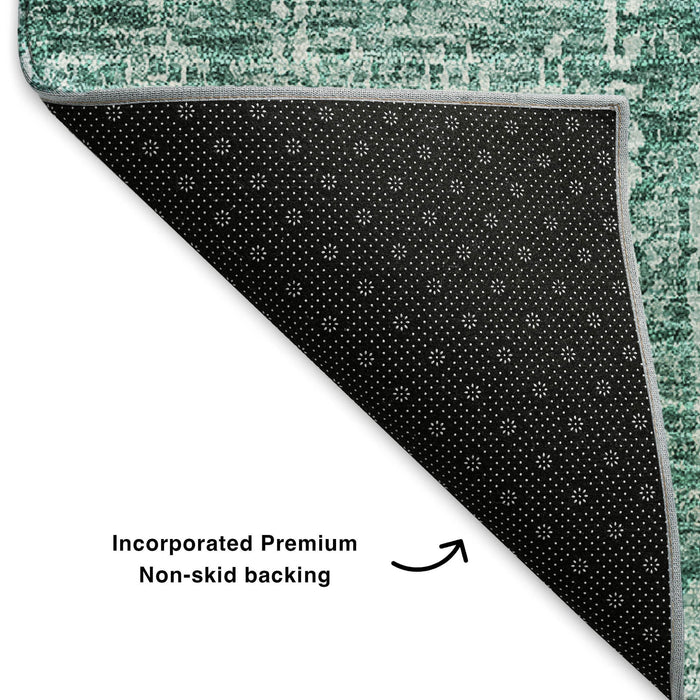 10' X 14' Floral Washable Area Rug With UV Protection (653422) - Teal / Aqua