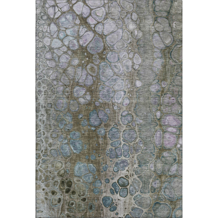 10' X 14' Abstract Washable Area Rug With UV Protection (708838) - Brown / Blue / Gray