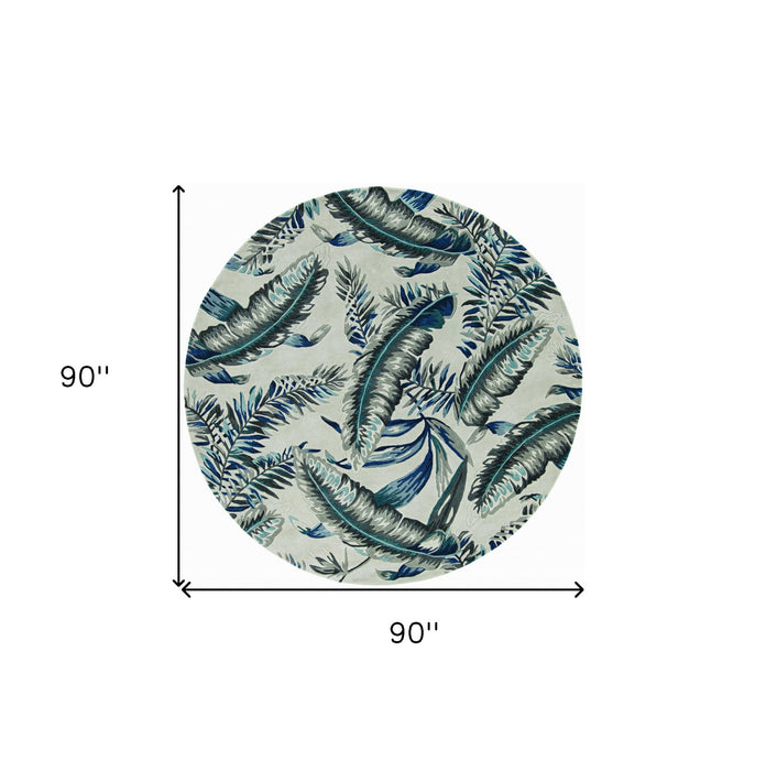 8' Round Wool Hand Tufted Area Rug - Blue And Gray