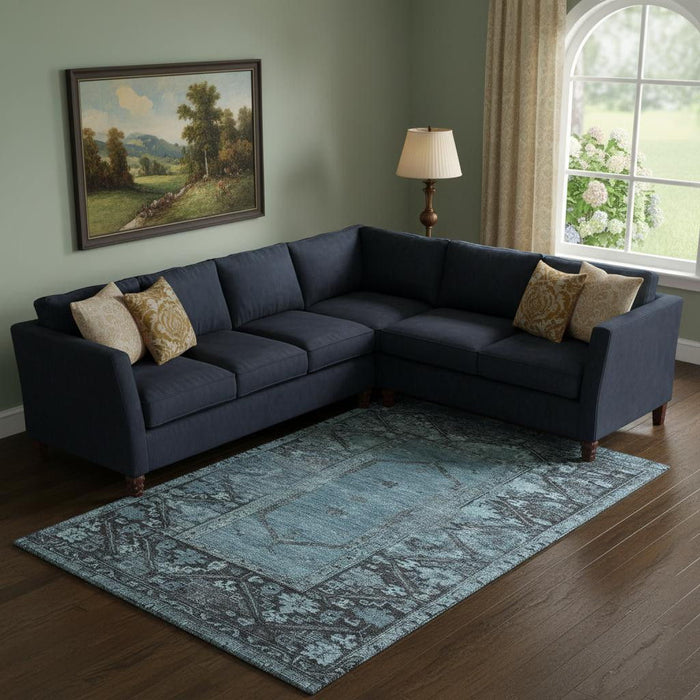 10' X 14' Oriental Washable Area Rug With UV Protection (699316) - Blue / Charcoal