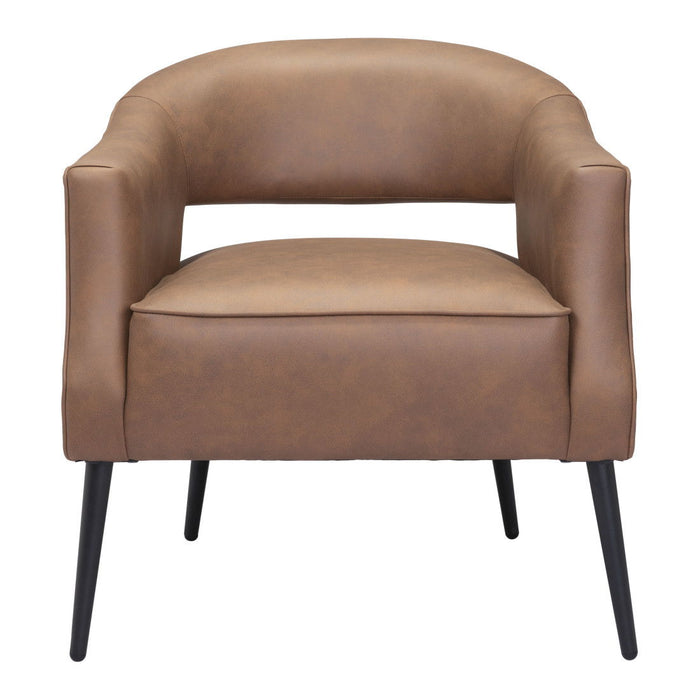 27" Faux Leather Arm Chair - Brown And Black