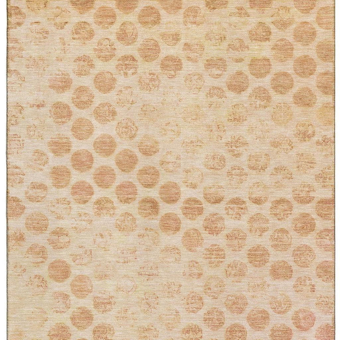 10' X 14' Geometric Washable Area Rug With UV Protection (695768) - Peach / Ivory