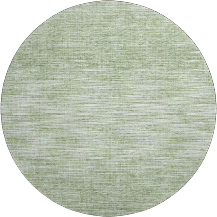 8' Abstract Washable Round Rug With UV Protection - Artichoke Green And Gray