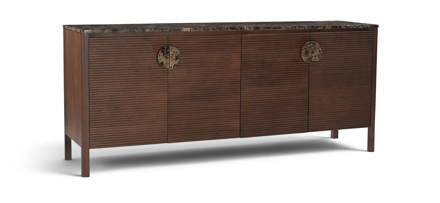 Varenna Meridian Furniture acacia wood sideboard with sleek design and multiple storage compartments.
