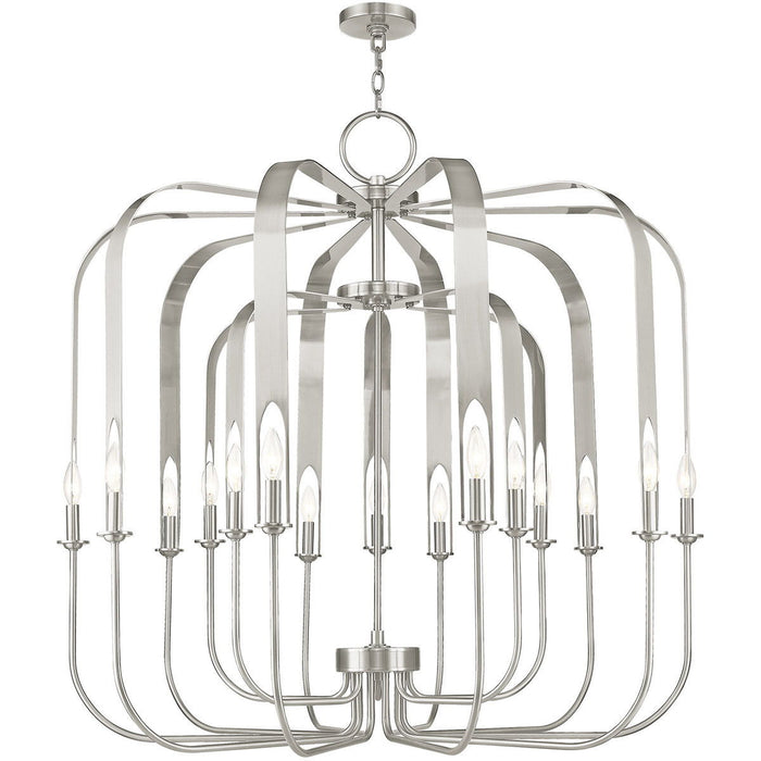 42" Multi Light Dimmable Chandelier With Shades - Nickel