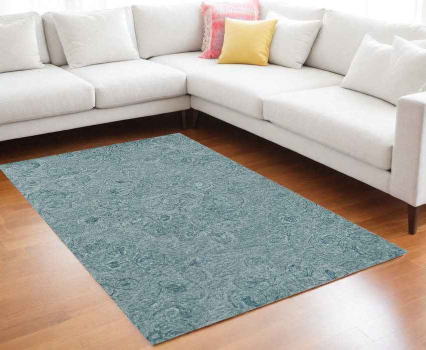 9' x 12' Hand Tufted Floral Indoor Area Rug - Seafoam Blue