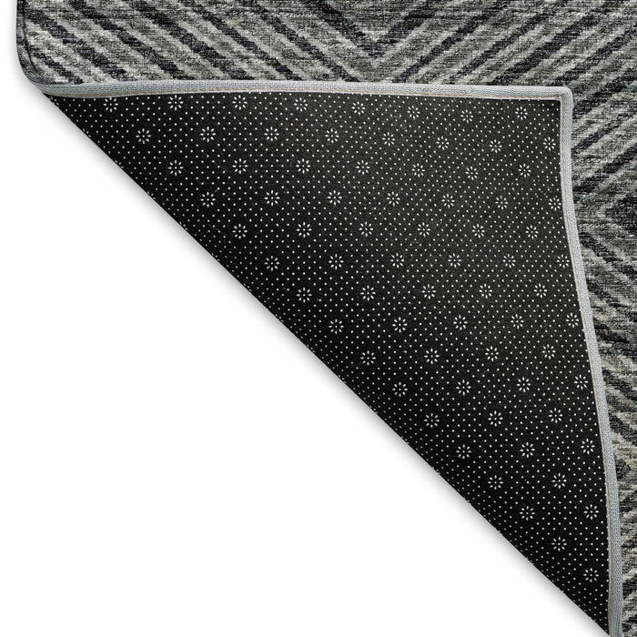 10' X 14' Geometric Washable Area Rug With UV Protection (644772) - Gray / Black
