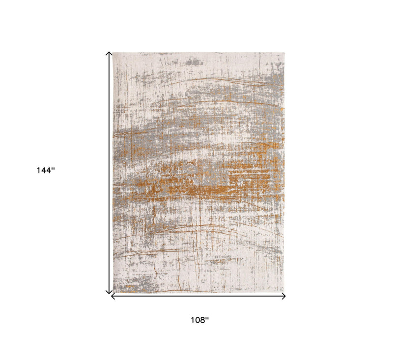 9' x 13' Abstract Non Skid Area Rug - Gray And Gold
