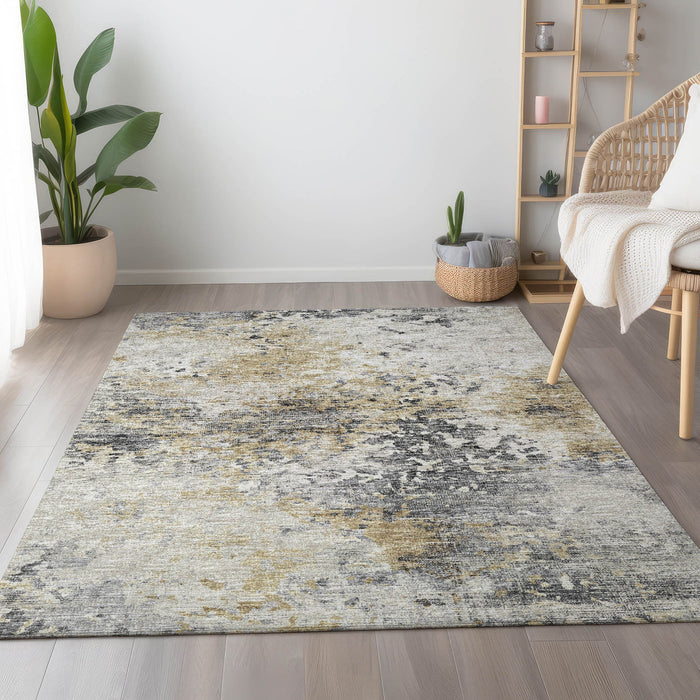 8' X 10' Abstract Washable Area Rug With UV Protection - Midnight