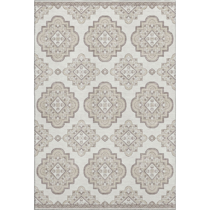 10' X 14' Medallion Washable Area Rug With UV Protection (669865) - Ivory / Beige