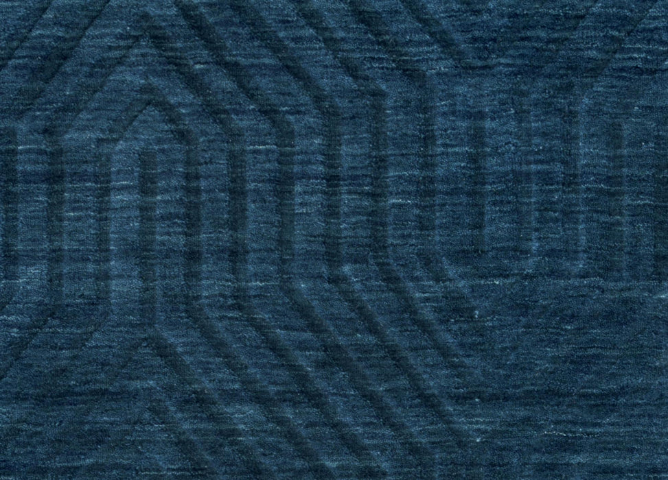 9' X 12' Wool Geometric Hand Tufted Area Rug (748220) - Navy Blue / Blue