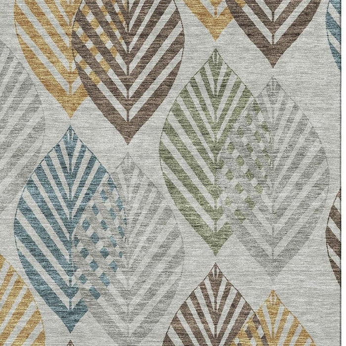 8' X 10' Transitional Floral Washable Area Rug With UV Protection - Gray