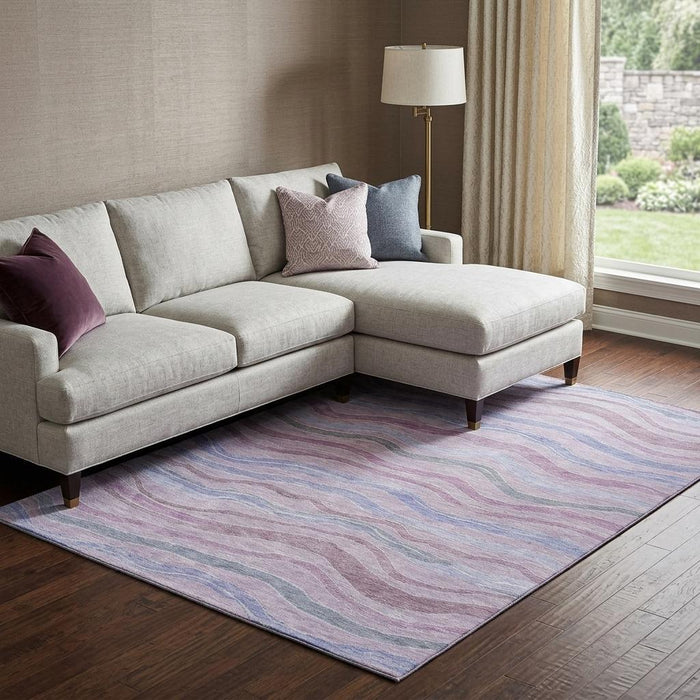 10' X 14' Striped Washable Area Rug With UV Protection (694568) - Lavender / Ivory / Lilac