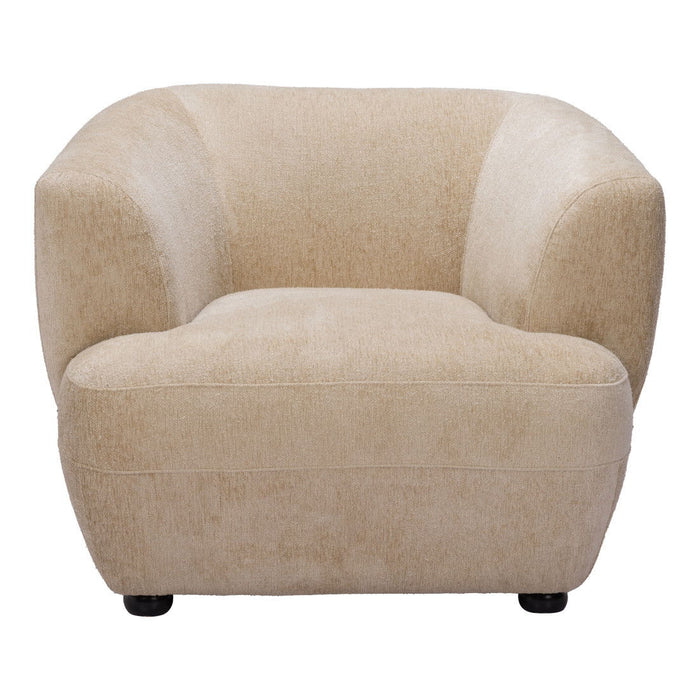 39" Faux Shearling And Upholstered Arm Chair - Beige / Black
