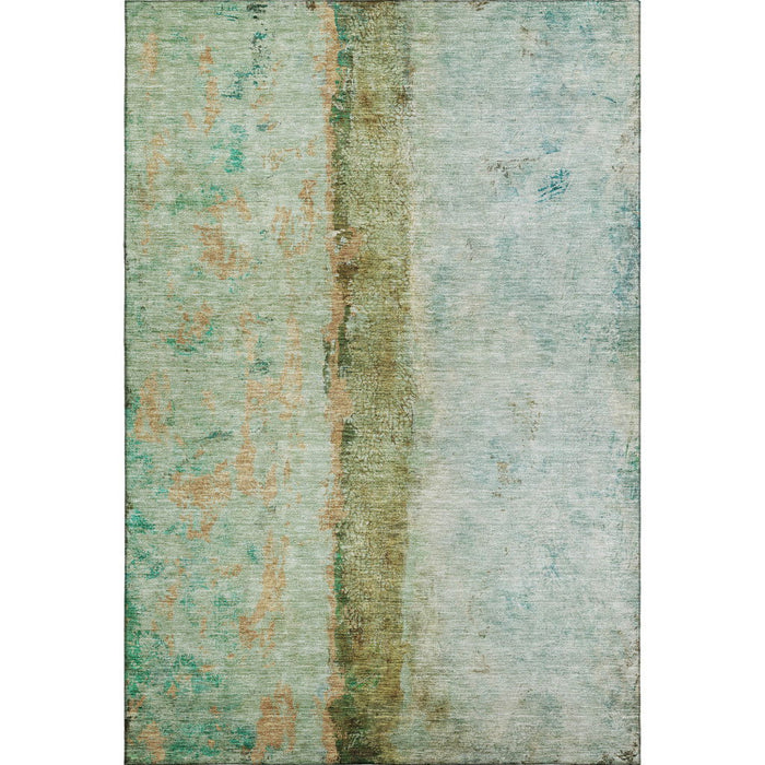 10' X 14' Abstract Washable Area Rug With UV Protection (651034) - Green / Blue / Gold