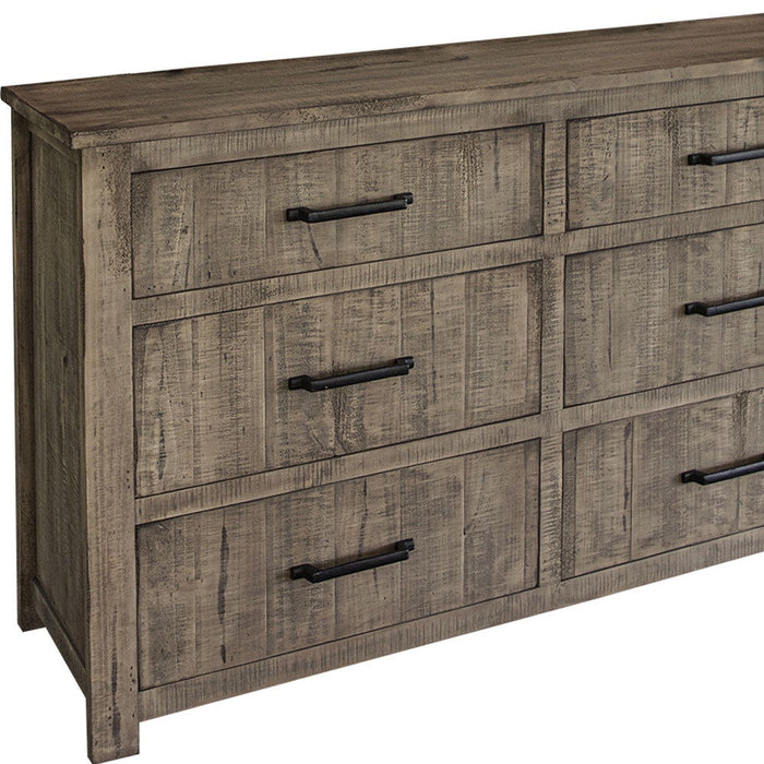 Solid Wood Six Drawer, Double Dresser - Brown