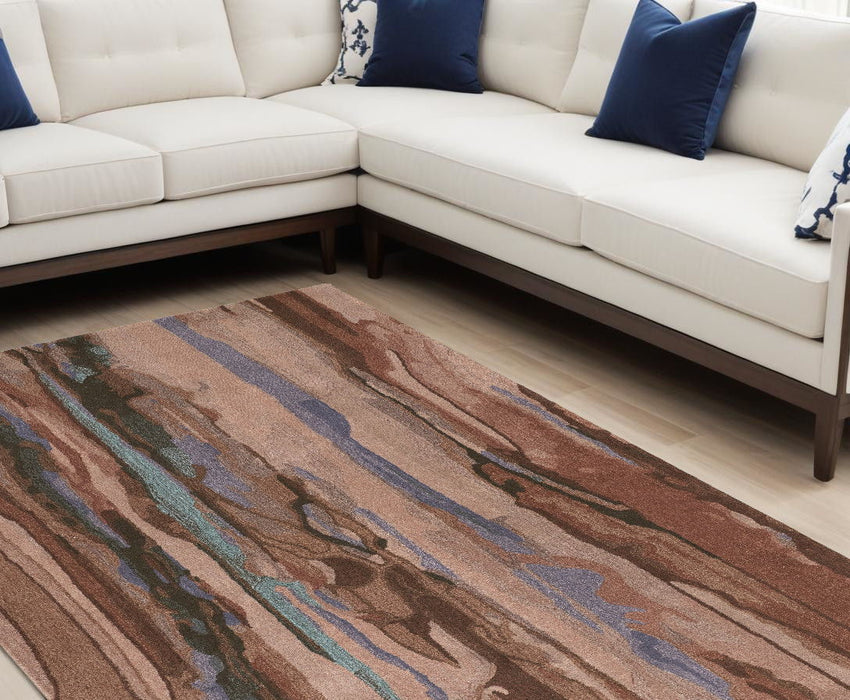 10' x 14' Wool Abstract Hand Tufted Area Rug - Blue And Red