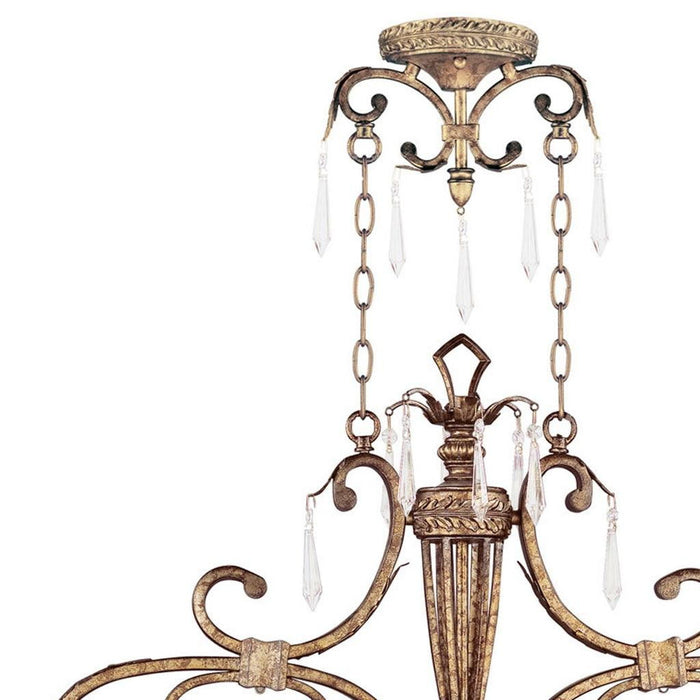 Two Light Metal Dimmable Chandelier With Shades - Gold