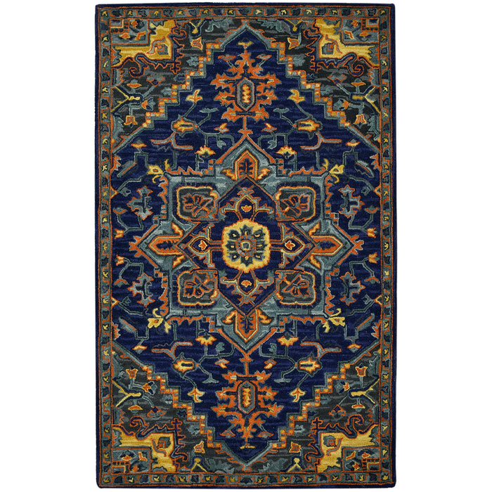 8' X 11' Bohemian Wool Medallion Hand Tufted Area Rug - Blue